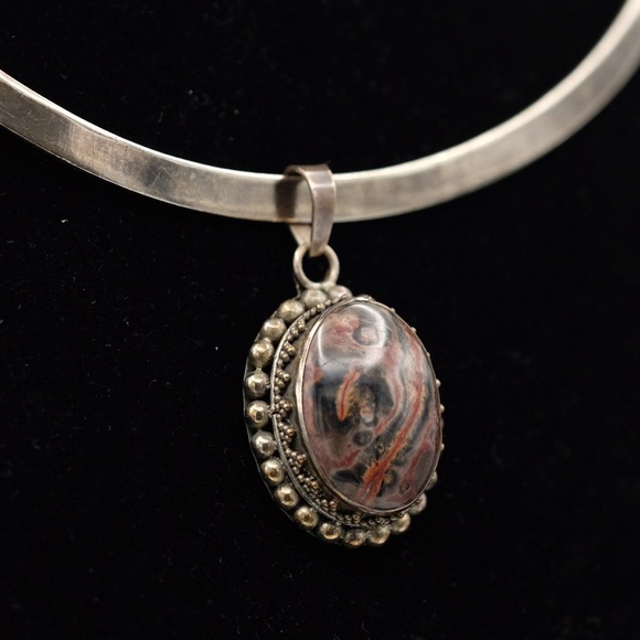 Vintage Leopard Jasper Pendant with intricate Sterling Silver - Picture 4 of 9